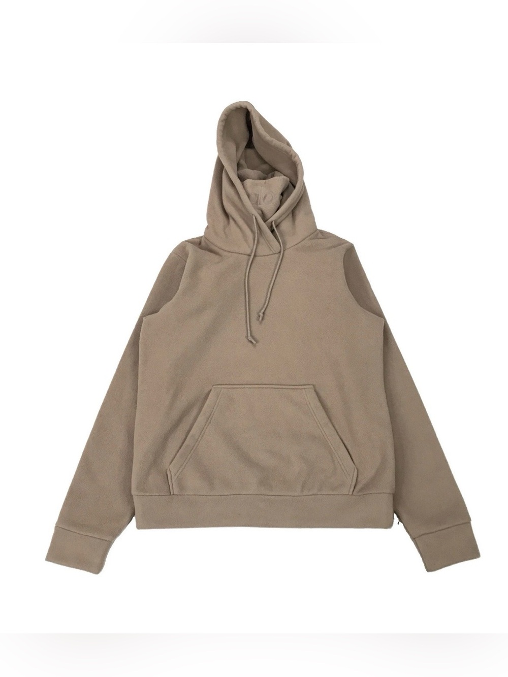 Alo Yoga Brisk Hoodie Medium M Beige Fleece Sherpa Mock Neck Pullover Unisex Gym - Picture 1 of 4